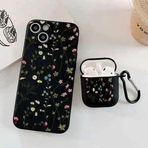 *NEW* Black Floral Iphone case (Iphone 13 Pro Max) + Airpods case (Airpods 1/2)